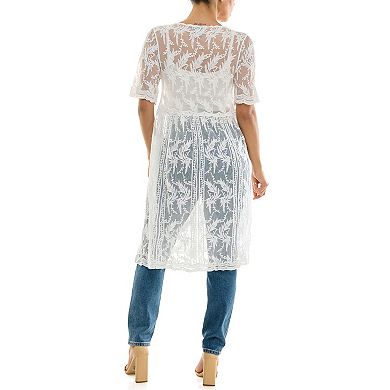 Women's Nina Leonard Short Sleeve Mesh Duster