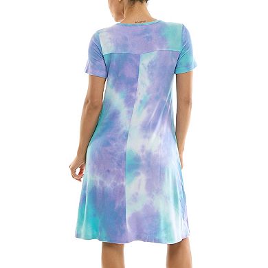 Women's Nina Leonard Short Sleeve Trapeze Dress with Pockets