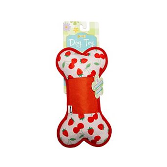 Woof Cherries Oxford Bone Plush Pet Toy