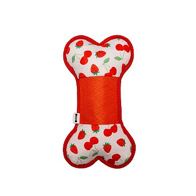 WOOF® Cherries Oxford Bone Plush Pet Toy