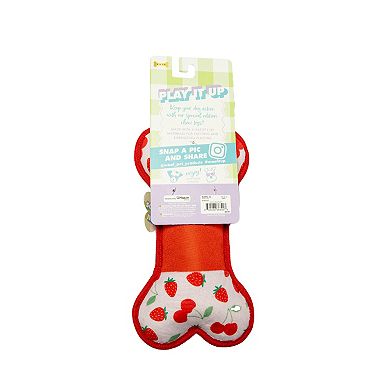 WOOF® Cherries Oxford Bone Plush Pet Toy