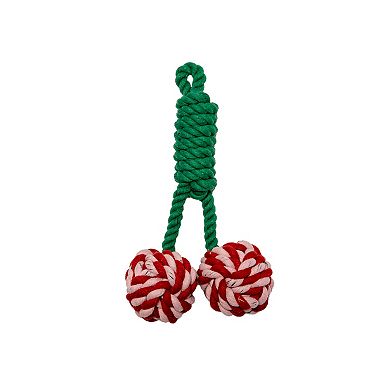 Woof Cherries Cherry Dual Rope Balls Dog Toy