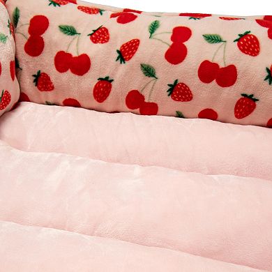 Woof Cherry Strawberry Cuddler Pet Bed