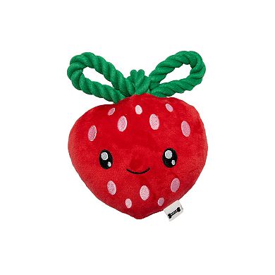 Woof Rope Plush Strawberry Squeaky Toy
