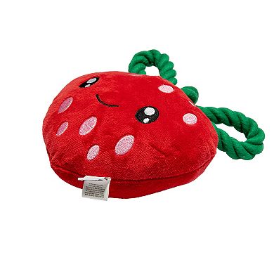 Woof Rope Plush Strawberry Squeaky Toy
