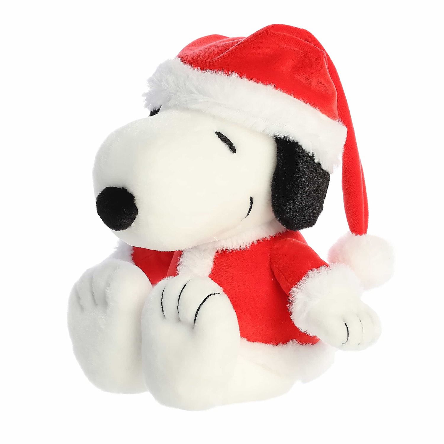 Детская мягкая игрушка Aurora Medium White Festive Stuffed Animal 12" Santa Snoopy Peanuts — фото 1