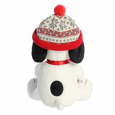 Aurora Medium White Festive Stuffed Animal 12" Winter Hat Snoopy With Mug Peanuts