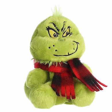 Aurora Mini Green Festive Stuffed Animal Palm Pals 5" Grinch With Scarf Dr. Seuss