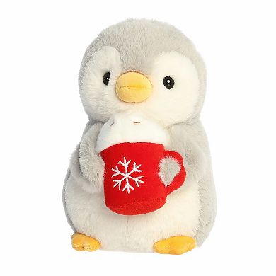 Aurora Small Red Festive Stuffed Animal 8" Pompom With Latte PomPom Penguin
