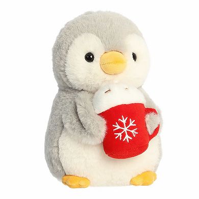 Aurora Small Red Festive Stuffed Animal 8" Pompom With Latte PomPom Penguin