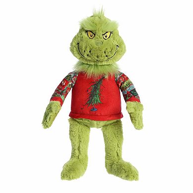 Aurora Medium Green Festive Stuffed Animal 16" Ugly Sweater Light-Up Grinch Dr. Seuss