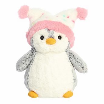 Aurora Small Pink Festive Stuffed Animal 9" Pompom Confetti Hat PomPom Penguin