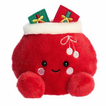 Aurora Mini Red Festive Stuffed Animal 5" Velvet Santa Bag Palm Pals