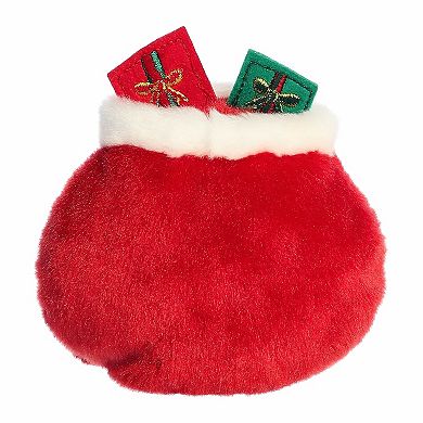 Aurora Mini Red Festive Stuffed Animal 5" Velvet Santa Bag Palm Pals