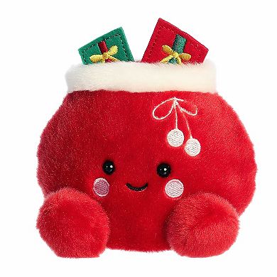 Aurora Mini Red Festive Stuffed Animal 5" Velvet Santa Bag Palm Pals