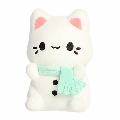 Aurora Small White Festive Stuffed Animal 7" Mint Snowman Meowchi Tasty Peach