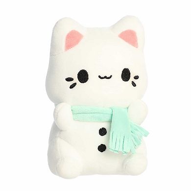 Aurora Small White Festive Stuffed Animal 7" Mint Snowman Meowchi Tasty Peach