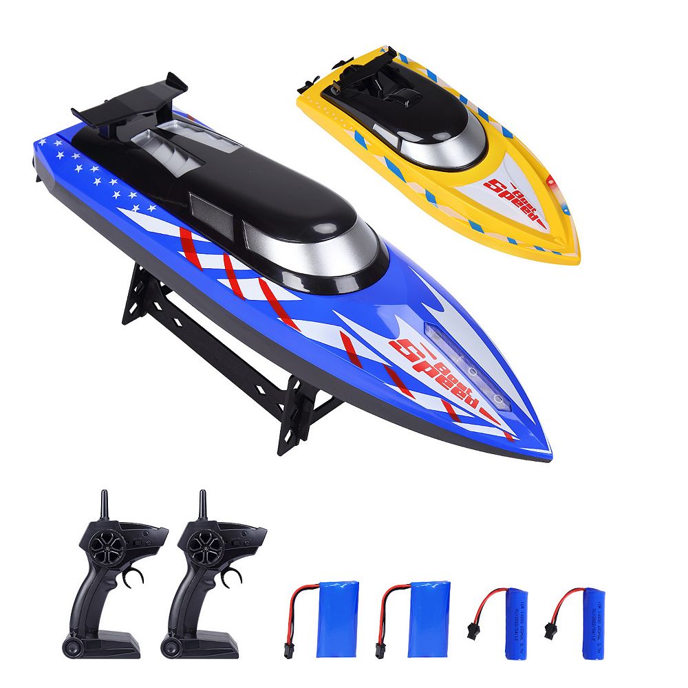 2Pack RC Boat,20+/10+MPH Remote Control Boats with LED Light