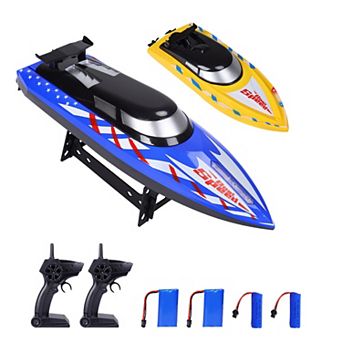 2Pack RC Boat,20+/10+MPH Remote Control Boats with LED Light