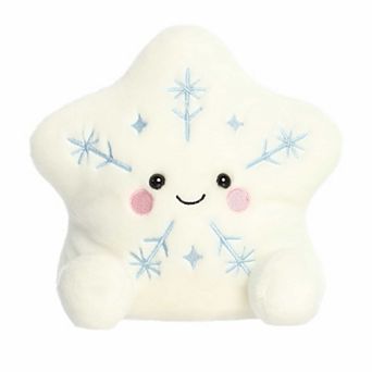 Aurora Small White Festive Stuffed Animal Party-Sized 8" Glisten Snowflake Palm Pals