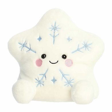 Aurora Small White Festive Stuffed Animal Party-Sized 8" Glisten Snowflake Palm Pals