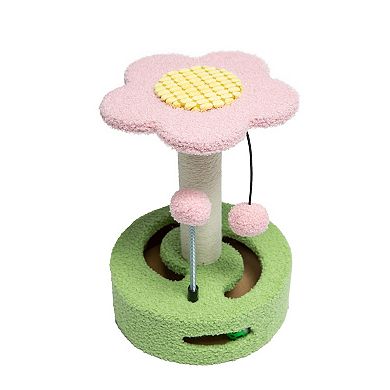 Meow Interactive Flower Scratching Post with Toy Balls