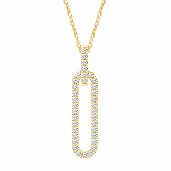Always Mine 14k Gold over Sterling Silver 1/5 Carat T.W. Diamond Paperclip Pendant Necklace