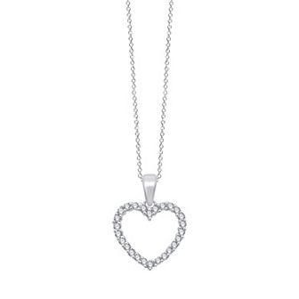 Always Mine Sterling Silver 1/4 Carat T.W. Diamond Heart Pendant Necklace