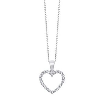 Always Mine Sterling Silver 1/4 Carat T.W. Diamond Heart Pendant Necklace
