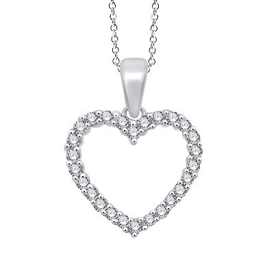 Always Mine Sterling Silver 1/4 Carat T.W. Diamond Heart Pendant Necklace