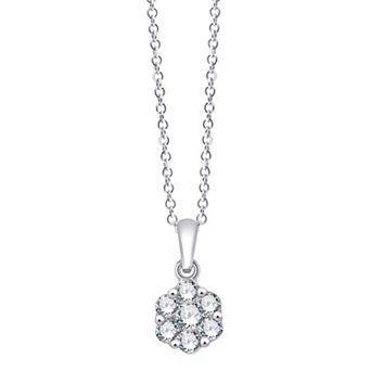 Always Mine Sterling Silver 1/5 Carat T.W. Diamond Floral Pendant Necklace