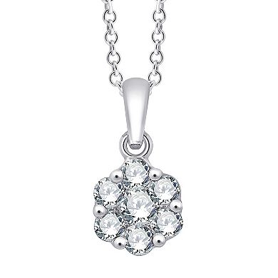 Always Mine Sterling Silver 1/5 Carat T.W. Diamond Floral Pendant Necklace