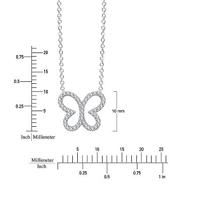 Always Mine Rhodium Over Sterling Silver 1/6 Carat T.W. Diamond Butterfly Pendant Necklace