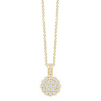 Always Mine 14k Gold Over Sterling Silver 1/6 Carat T.W. Diamond Floral Pendant Necklace