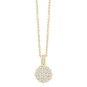 Always Mine 14k Gold Over Sterling Silver 1/6 Carat T.W. Diamond Floral Pendant Necklace