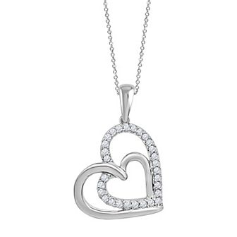 Always Mine Sterling Silver 1/10 Carat T.W. Diamond Heart Pendant Necklace