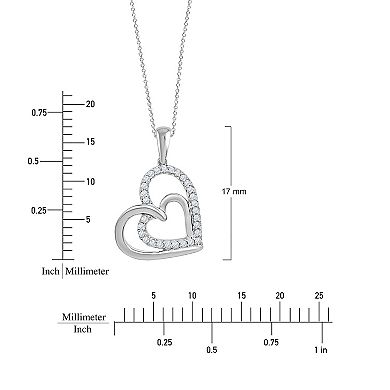 Always Mine Sterling Silver 1/10 Carat T.W. Diamond Heart Pendant Necklace