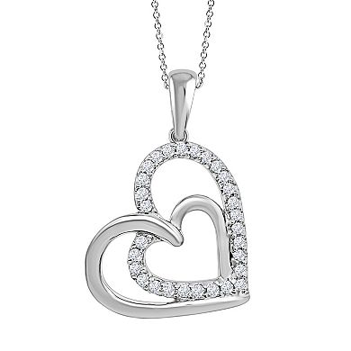 Always Mine Sterling Silver 1/10 Carat T.W. Diamond Heart Pendant Necklace
