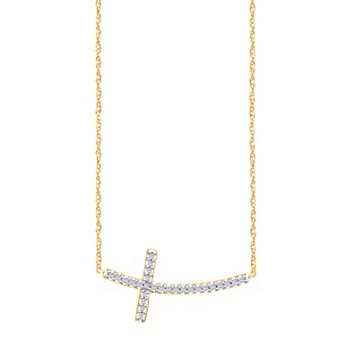 Always Mine 14k Gold Over Sterling Silver Diamond Accent Cross Pendant Necklace