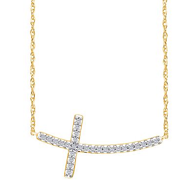 Always Mine 14k Gold Over Sterling Silver Diamond Accent Cross Pendant Necklace