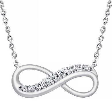 Always Mine Rhodium Over Sterling Silver Diamond Accent Infinity Circle Pendant Necklace
