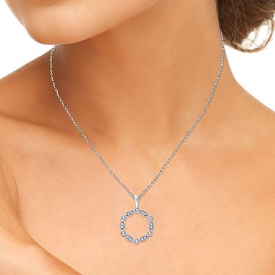 Always Mine Rhodium Over Sterling Silver 1/8 Carat T.W. Diamond Circle Pendant Necklace
