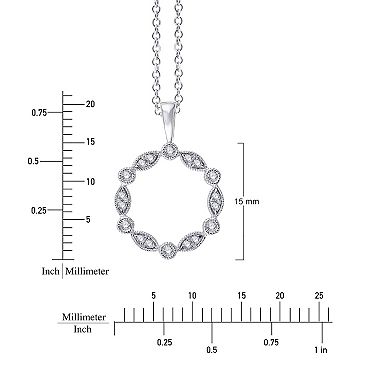 Always Mine Rhodium Over Sterling Silver 1/8 Carat T.W. Diamond Circle Pendant Necklace