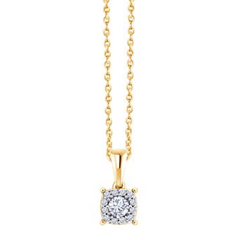 Always Mine 14k Gold over Sterling Silver 1/8 Carat T.W. Diamond Pendant Necklace
