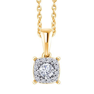 Always Mine 14k Gold over Sterling Silver 1/8 Carat T.W. Diamond Pendant Necklace
