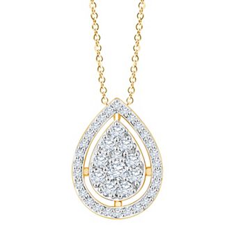 Always Mine 14k Gold Over Sterling Silver 1/5 Carat T.W. Diamond Pear Pendant Necklace