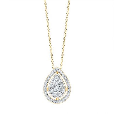 Always Mine 14k Gold Over Sterling Silver 1/5 Carat T.W. Diamond Pear Pendant Necklace