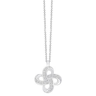 Always Mine Rhodium Over Sterling Silver 1/10 Carat T.W. Diamond Clover Pendant Necklace