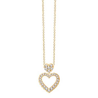 Always Mine 14k Gold Over Sterling Silver 1/5 Carat T.W. Diamond Heart Pendant Necklace