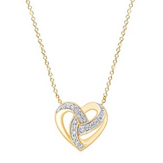 Always Mine 14k Gold Over Sterling Silver 1/10 Carat T.W. Diamond Heart Pendant Necklace